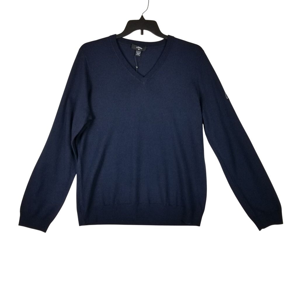 Callaway V-Neck Sweater Mens XXL Navy Blue Weather Series Merino Wool CGW789SU